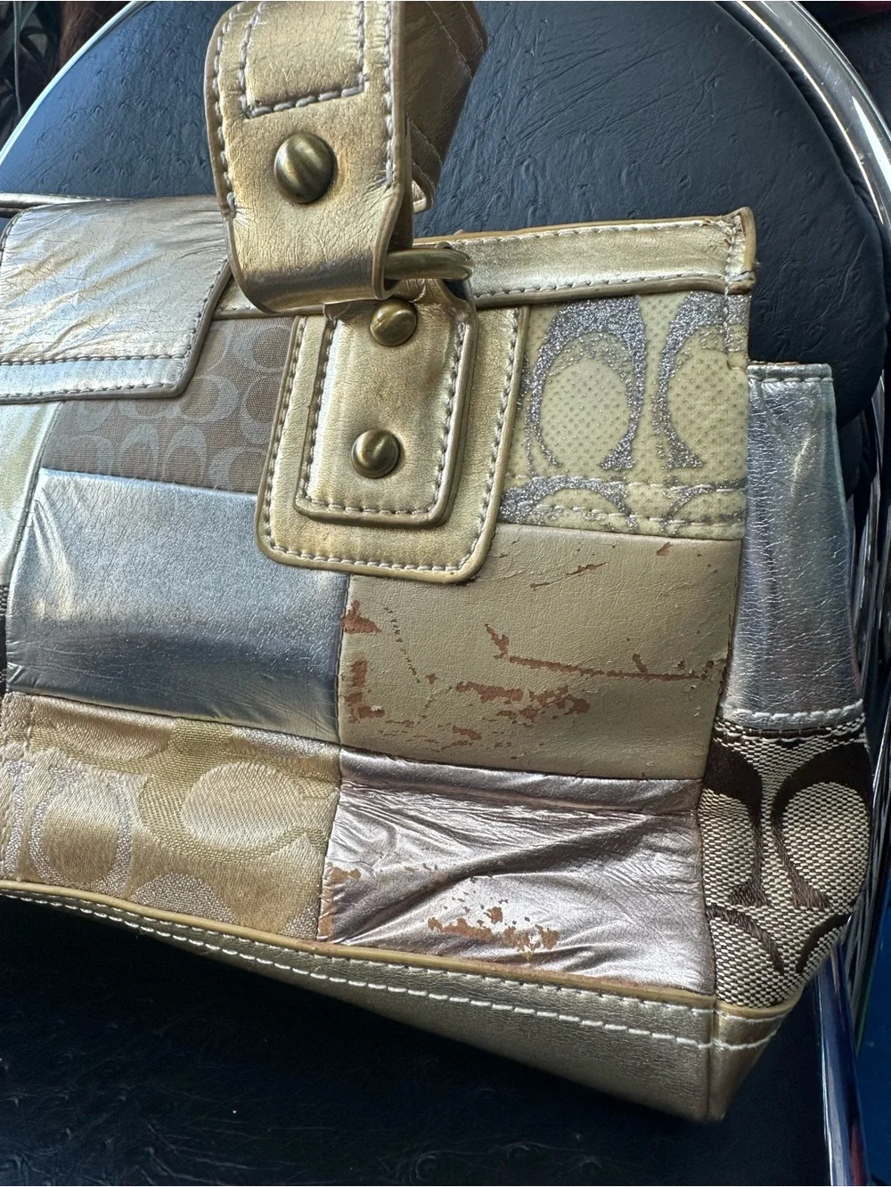 Vintage Coach Gold Patchwork Shoulder Bag